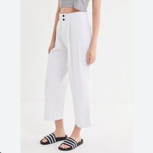 Urban Outfitters SIZE 4 Mack Pleated High-Waisted Trouser Pant in WHITE